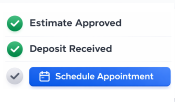 Estimate approved status screen showing customer approval confirmation
