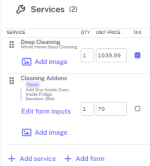 Estimate builder interface showing services, pricing, and estimate structure